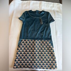 Imoga Teal and Patterned Mini Dress